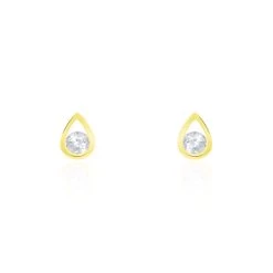 Boucles D'oreilles Puces Helie Goutte Or Jaune Oxyde De Zirconium