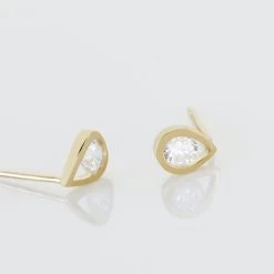 Boucles D'oreilles Puces Helie Goutte Or Jaune Oxyde De Zirconium -Bijouterie primée. B3OFJZW145 view2