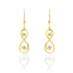 Boucles D'oreilles Pendantes Ademar Or Jaune Oxyde De Zirconium