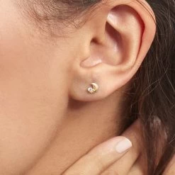 Boucles D'oreilles Puces Francoise-marie Lune Or Jaune Oxyde -Bijouterie primée. B3OFJZW432 model0