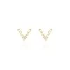 Boucles D'oreilles Puces Enimia Motif V Or Jaune Oxyde De Zirconium -Bijouterie primée. B3OFJZW698 master