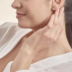 Boucles D'oreilles Puces Princesse Or Rose Diamant -Bijouterie primée. B3OFRDW2H3 model0