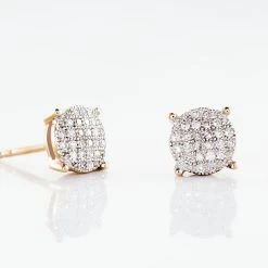 Boucles D'oreilles Puces Princesse Or Rose Diamant -Bijouterie primée. B3OFRDW2H3 view2