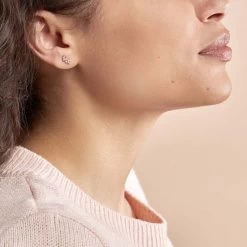 Boucles D'oreilles Puces Edma Or Rose Oxyde De Zirconium -Bijouterie primée. B3OFRZW003 model0