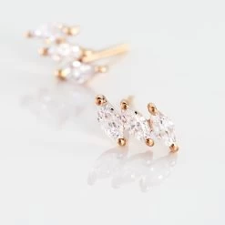 Boucles D'oreilles Puces Edma Or Rose Oxyde De Zirconium -Bijouterie primée. B3OFRZW003 view2