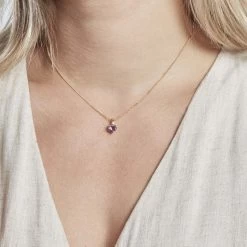 Pendentif Miyah Or Jaune Amethyste -Bijouterie primée. B3PFJYI004 model1