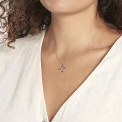 Pendentif Canice Croix Or Blanc Oxyde De Zirconium -Bijouterie primée. B3PMBZW001 model0