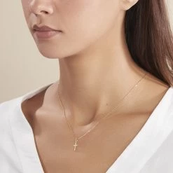 Pendentif Alyssa Croix Or Jaune -Bijouterie primée. B3PMJW0171 model2