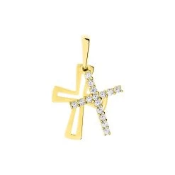 Pendentif Canice Croix Or Jaune Oxyde De Zirconium -Bijouterie primée. B3PMJZW105 view1