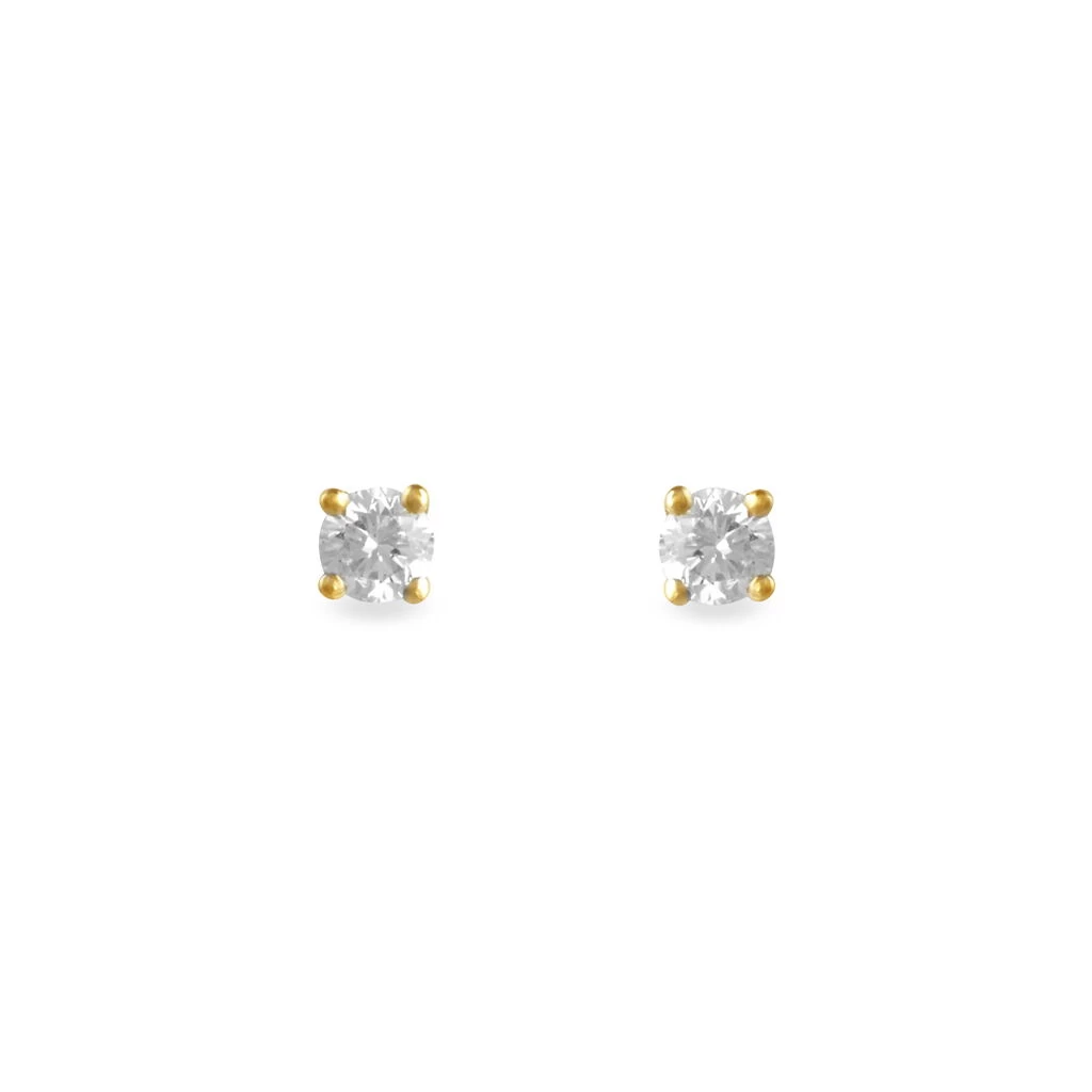 Boucles D'oreilles Puces Clavie Or Jaune Diamant 3 Boucles D'oreilles Puces Clavie Or Jaune Diamant