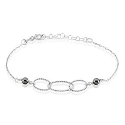 Bracelet Oswald Argent Blanc Pierre De Synthese
