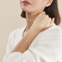 Bracelet Jonc Laurianne Argent Blanc Oxyde De Zirconium -Bijouterie primée. FABFBZW01W model0