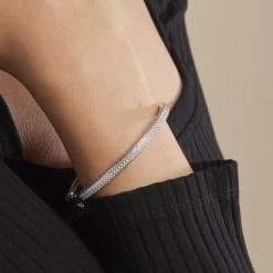 Bracelet Jonc Clélya Argent Blanc Oxyde De Zirconium -Bijouterie primée. FABFBZW026 model1