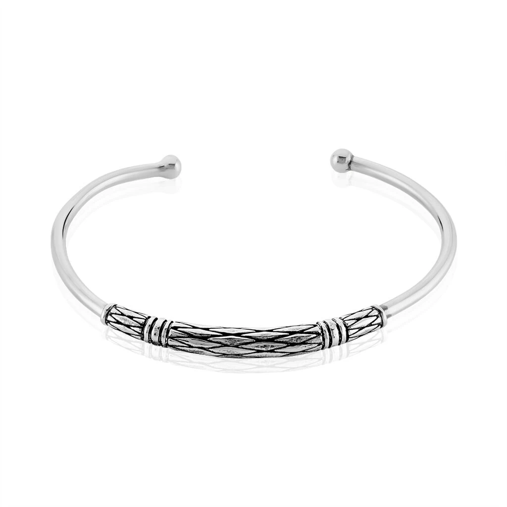 Bracelet Jonc Mike Argent Blanc 3 Bracelet Jonc Mike Argent Blanc