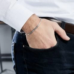 Bracelet Jonc Mike Argent Blanc 9 Bracelet Jonc Mike Argent Blanc -Bijouterie primée. FABHBW0279 model0