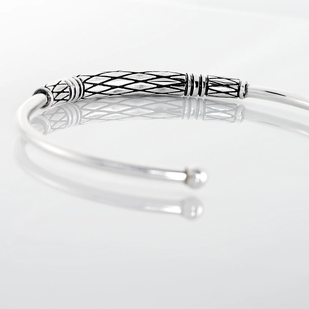 Bracelet Jonc Mike Argent Blanc 5 Bracelet Jonc Mike Argent Blanc – Image 3