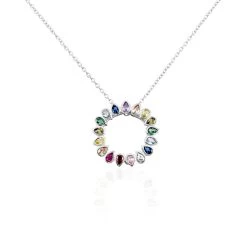 Collier Argent Blanc Ethem Oxydes De Zirconium Spinelles