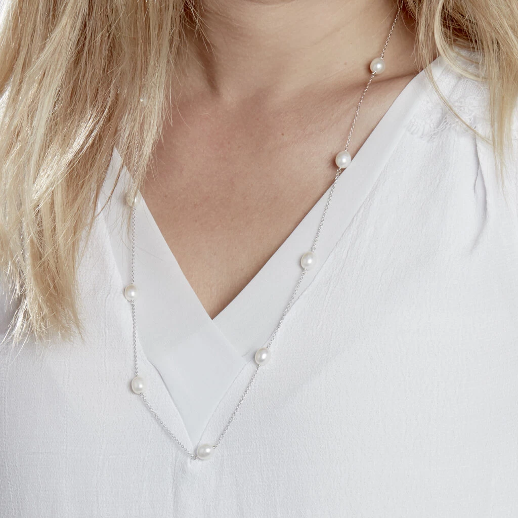 Collier Sautoir Argent Gaspar Perles De Culture 7-8mm 73cm 6 Collier Sautoir Argent Gaspar Perles De Culture 7-8mm 73cm – Image 4