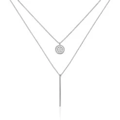 Collier Manna Argent Blanc Oxyde De Zirconium