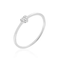 Bague Accumulation Coeur Argent Blanc Oxyde De Zirconium