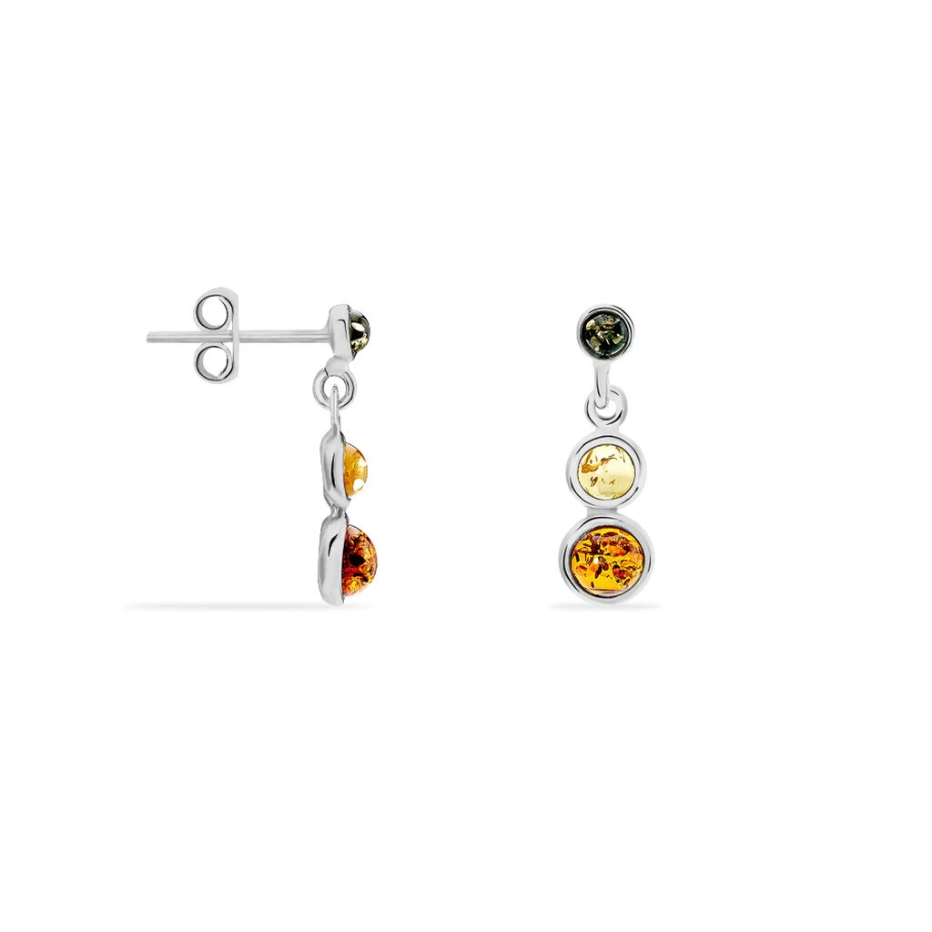 Boucles D'oreilles Argent Blanc Rosalie Ambres 4 Boucles D'oreilles Argent Blanc Rosalie Ambres – Image 2