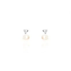 Boucles D'oreilles Pendantes Lorella Argent Blanc Perle De Culture