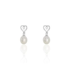 Boucles D'oreilles Pendantes Miley Argent Blanc Perle De Culture