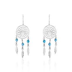 Boucles D'oreilles Pendantes Anoki Argent Blanc