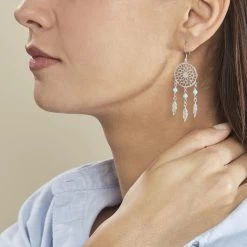 Boucles D'oreilles Pendantes Anoki Argent Blanc -Bijouterie primée. FAOFBW00W8 model0