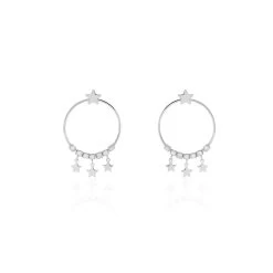 Boucles D'oreilles Argent Blanc Olie