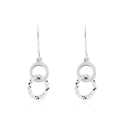 Boucles D'oreilles Pendantes Argent Blanc