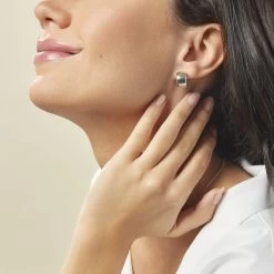 Demi Creoles Argent Blanc Cyrilla -Bijouterie primée. FAOFBW0938 model0