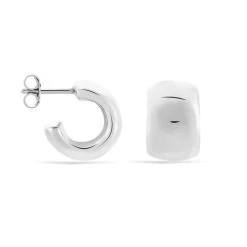 Demi Creoles Argent Blanc Cyrilla -Bijouterie primée. FAOFBW0938 view2