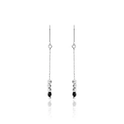 Boucles D'oreilles Pendantes Cyprielle Argent Blanc Pierre De Synthese