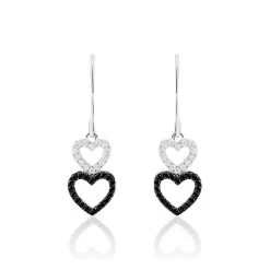 Boucles D'oreilles Pendantes Lio Argent Blanc Oxyde De Zirconium
