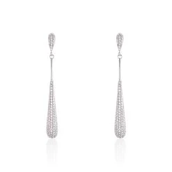 Boucles D'oreilles Pendantes Chandell Argent Blanc Oxyde De Zirconium