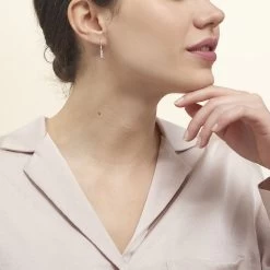 Boucles D'oreilles Pendantes Lauren Argent Blanc Oxyde De Zirconium -Bijouterie primée. FAOFBZW0B4 model0