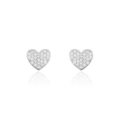 Boucles D'oreilles Puces Esperanza Argent Blanc Oxyde De Zirconium