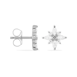 Boucles D'oreilles Puces Eclat Argent Blanc Oxyde De Zirconium -Bijouterie primée. FAOFBZW13G view1
