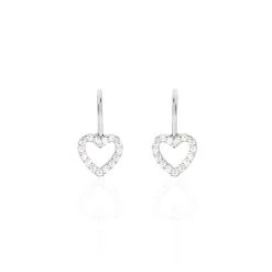 Boucles D'oreilles Pendantes Elisene Argent Blanc Oxyde De Zirconium