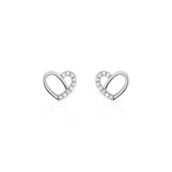 Boucles D'oreilles Puces Dorthea Argent Blanc Oxyde De Zirconium