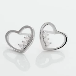 Boucles D'oreilles Puces Argent Blanc Shelan Oxydes De Zirconium -Bijouterie primée. FAOFBZW1QN view2