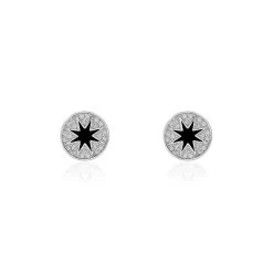 Boucles D'oreilles Puces Argent Blanc Winston Oxydes De Zirconium