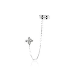 Bijou D'oreille Unitaire Argent Blanc Heh Oxydes De Zirconium