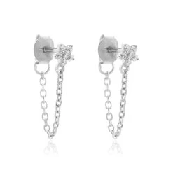 Boucles D'oreilles Pendantes Argent Blanc Tamako Oxydes De Zirconium