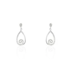 Boucles D'oreilles Pendantes Argent Blanc Lavaratus Oxyde De Zirconium