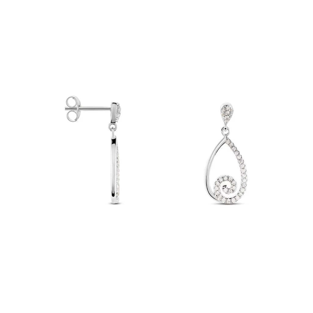 Boucles D'oreilles Pendantes Argent Blanc Lavaratus Oxyde De Zirconium 4 Boucles D'oreilles Pendantes Argent Blanc Lavaratus Oxyde De Zirconium – Image 2