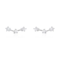 Boucles D'oreilles Puces Allegra Argent Blanc Oxyde De Zirconium