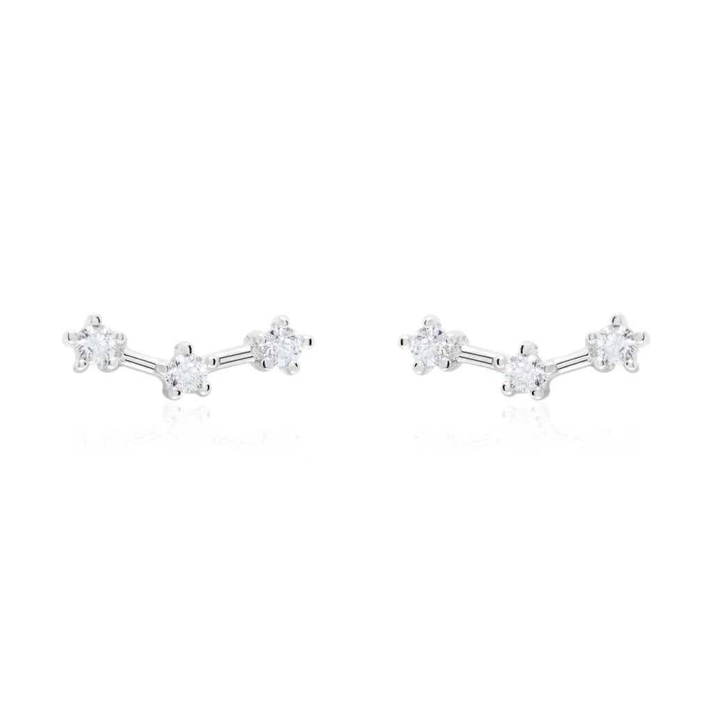 Boucles D'oreilles Puces Allegra Argent Blanc Oxyde De Zirconium 3 Boucles D'oreilles Puces Allegra Argent Blanc Oxyde De Zirconium