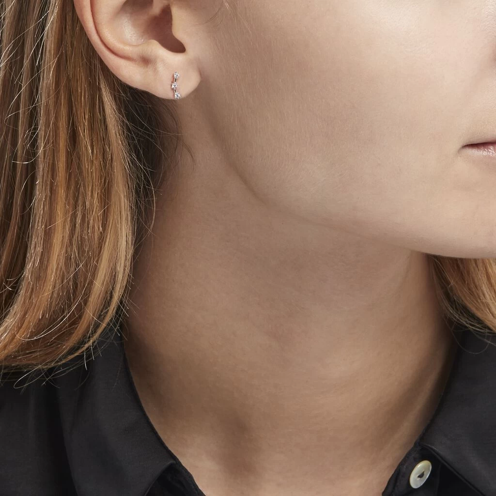 Boucles D'oreilles Puces Allegra Argent Blanc Oxyde De Zirconium 6 Boucles D'oreilles Puces Allegra Argent Blanc Oxyde De Zirconium – Image 4